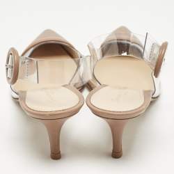 Gianvito Rossi Beige Leather and PVC Alice Slingback Pumps Size 37