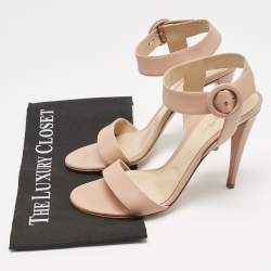 Gianvito Rossi Beige Leather Lennox Ankle Strap Sandals Size 40