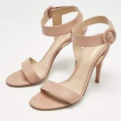 Gianvito Rossi Beige Leather Lennox Ankle Strap Sandals Size 40