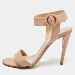 Gianvito Rossi Beige Leather Lennox Ankle Strap Sandals Size 40
