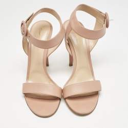 Gianvito Rossi Beige Leather Lennox Ankle Strap Sandals Size 40