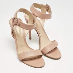 Gianvito Rossi Beige Leather Lennox Ankle Strap Sandals Size 40