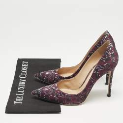 Gianvito Rossi Purple Satin Plexi Pointed Toe Pumps Size 40