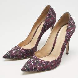 Gianvito Rossi Purple Satin Plexi Pointed Toe Pumps Size 40