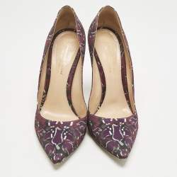 Gianvito Rossi Purple Satin Plexi Pointed Toe Pumps Size 40