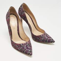 Gianvito Rossi Purple Satin Plexi Pointed Toe Pumps Size 40
