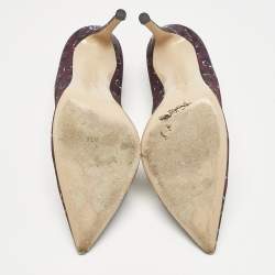 Gianvito Rossi Purple Satin Plexi Pointed Toe Pumps Size 40