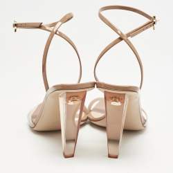 Gianvito Rossi Beige Patent and PVC Ribbon Ankle Strap Sandals Size 37.5