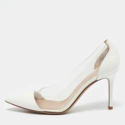 Gianvito Rossi White Patent Leather and PVC Plexi Pumps Size 36
