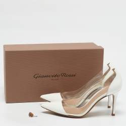 Gianvito Rossi White Patent Leather and PVC Plexi Pumps Size 36