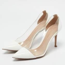 Gianvito Rossi White Patent Leather and PVC Plexi Pumps Size 36