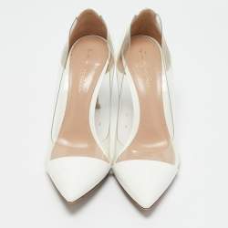 Gianvito Rossi White Patent Leather and PVC Plexi Pumps Size 36