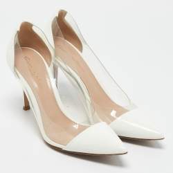 Gianvito Rossi White Patent Leather and PVC Plexi Pumps Size 36