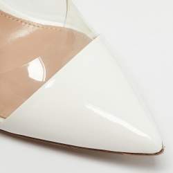 Gianvito Rossi White Patent Leather and PVC Plexi Pumps Size 36