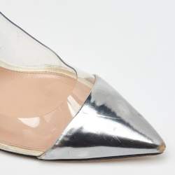 Gianvito Rossi Grey/Silver Suede, Leather and PVC Plexi Pumps Size 40.5