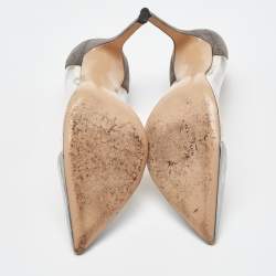 Gianvito Rossi Grey/Silver Suede, Leather and PVC Plexi Pumps Size 40.5