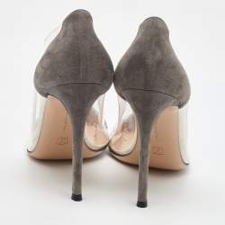 Gianvito Rossi Grey/Silver Suede, Leather and PVC Plexi Pumps Size 40.5