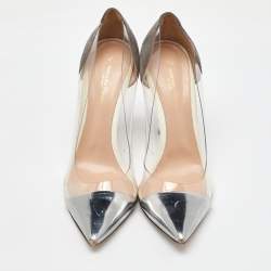 Gianvito Rossi Grey/Silver Suede, Leather and PVC Plexi Pumps Size 40.5