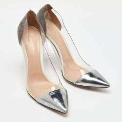 Gianvito Rossi Grey/Silver Suede, Leather and PVC Plexi Pumps Size 40.5
