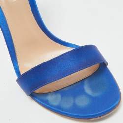 Pre Owned Gianvito Rossi Blue Satin Portofino Ankle Strap Sandals Size 39.5
