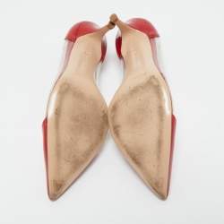 Gianvito Rossi Transparent/Red Patent Leather and PVC Plexi Pumps Size 37.5