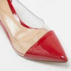 Gianvito Rossi Transparent/Red Patent Leather and PVC Plexi Pumps Size 37.5