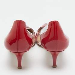 Gianvito Rossi Transparent/Red Patent Leather and PVC Plexi Pumps Size 37.5