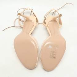 Gianvito Rossi Beige Patent Leather Peep Toe Ankle Strap Sandals Size 38.5