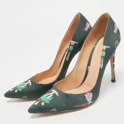 Gianvito Rossi Green Satin Gianvito 85 Pointed Toe Pumps Size 40