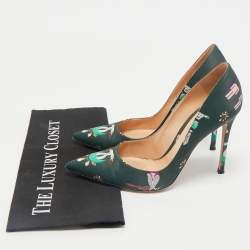 Gianvito Rossi Green Satin Gianvito 85 Pointed Toe Pumps Size 40
