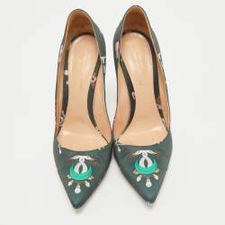 Gianvito Rossi Green Satin Gianvito 85 Pointed Toe Pumps Size 40