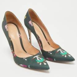 Gianvito Rossi Green Satin Gianvito 85 Pointed Toe Pumps Size 40