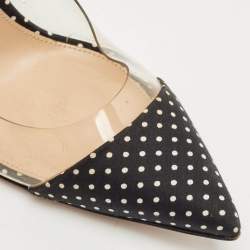 Gianvito Rossi Black/White Polka Dot Satin And PVC Plexi Pointed Toe Pumps Size 38