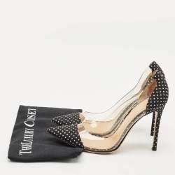 Gianvito Rossi Black/White Polka Dot Satin And PVC Plexi Pointed Toe Pumps Size 38