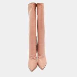 Gianvito Rossi Dusty Pink Leather Suzan Knee Length Boots Size 39
