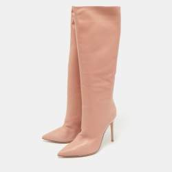 Gianvito Rossi Dusty Pink Leather Suzan Knee Length Boots Size 39