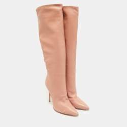 Gianvito Rossi Dusty Pink Leather Suzan Knee Length Boots Size 39