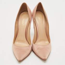 Pre Owned Gianvito Rossi Beige Satin 105 Pointed Toe Pumps Size 37.5