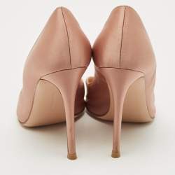 Pre Owned Gianvito Rossi Beige Satin 105 Pointed Toe Pumps Size 37.5