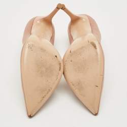 Pre Owned Gianvito Rossi Beige Satin 105 Pointed Toe Pumps Size 37.5