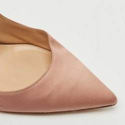 Pre Owned Gianvito Rossi Beige Satin 105 Pointed Toe Pumps Size 37.5