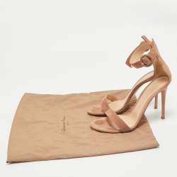 Gianvito Rossi Beige Suede Portofino Ankle Strap Sandals Size 40