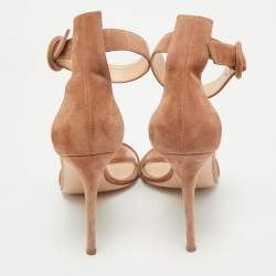 Gianvito Rossi Beige Suede Portofino Ankle Strap Sandals Size 40