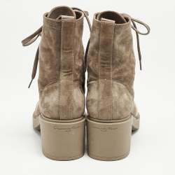 Gianvito Rossi Beige Suede Foster Ankle Length Boots Size 38