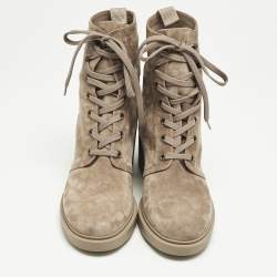 Gianvito Rossi Beige Suede Foster Ankle Length Boots Size 38
