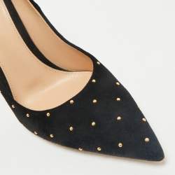 Gianvito Rossi Black Studded Suede Pointed-Toe Pumps Size 37.5