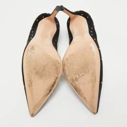 Gianvito Rossi Black Studded Suede Pointed-Toe Pumps Size 37.5