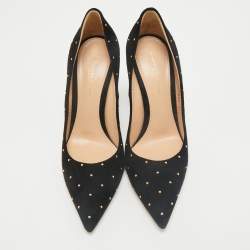 Gianvito Rossi Black Studded Suede Pointed-Toe Pumps Size 37.5