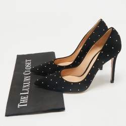 Gianvito Rossi Black Studded Suede Pointed-Toe Pumps Size 37.5