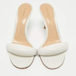 Gianvito Rossi White Leather Bijoux Slides Size 37